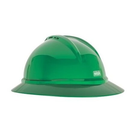 Msa Safety V-Gard 500 Hat, Green Vented, 4-Point Fas-Trac Iii 10167916